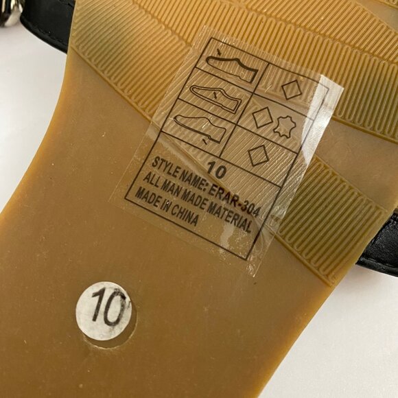 Yoki Black Caged Studded Rocker Biker Sandals Slip On Shoes Womens Size 10 - Picture 8 of 9